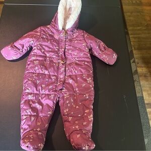 Jessica Simpson Purple Floral Size 6/9 Zip-up Baby Snowsuit